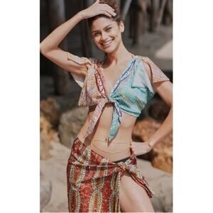 Anthropologie Two-Piece Twist Top and Wrap Skirt Set Size XL NWT